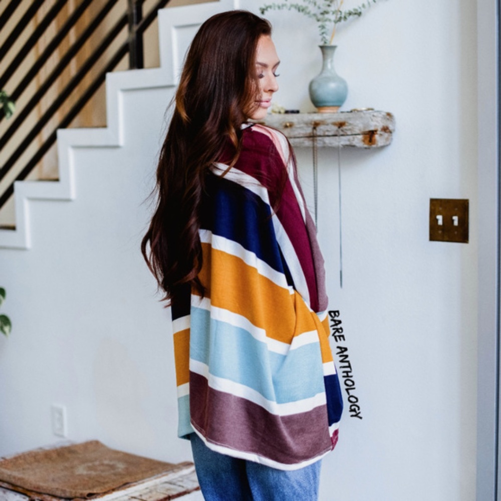 Multicolor Rainbow Dolman Top - Picture 2 of 4